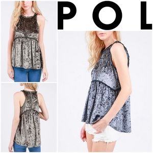 POL crushed velvet babydoll tank